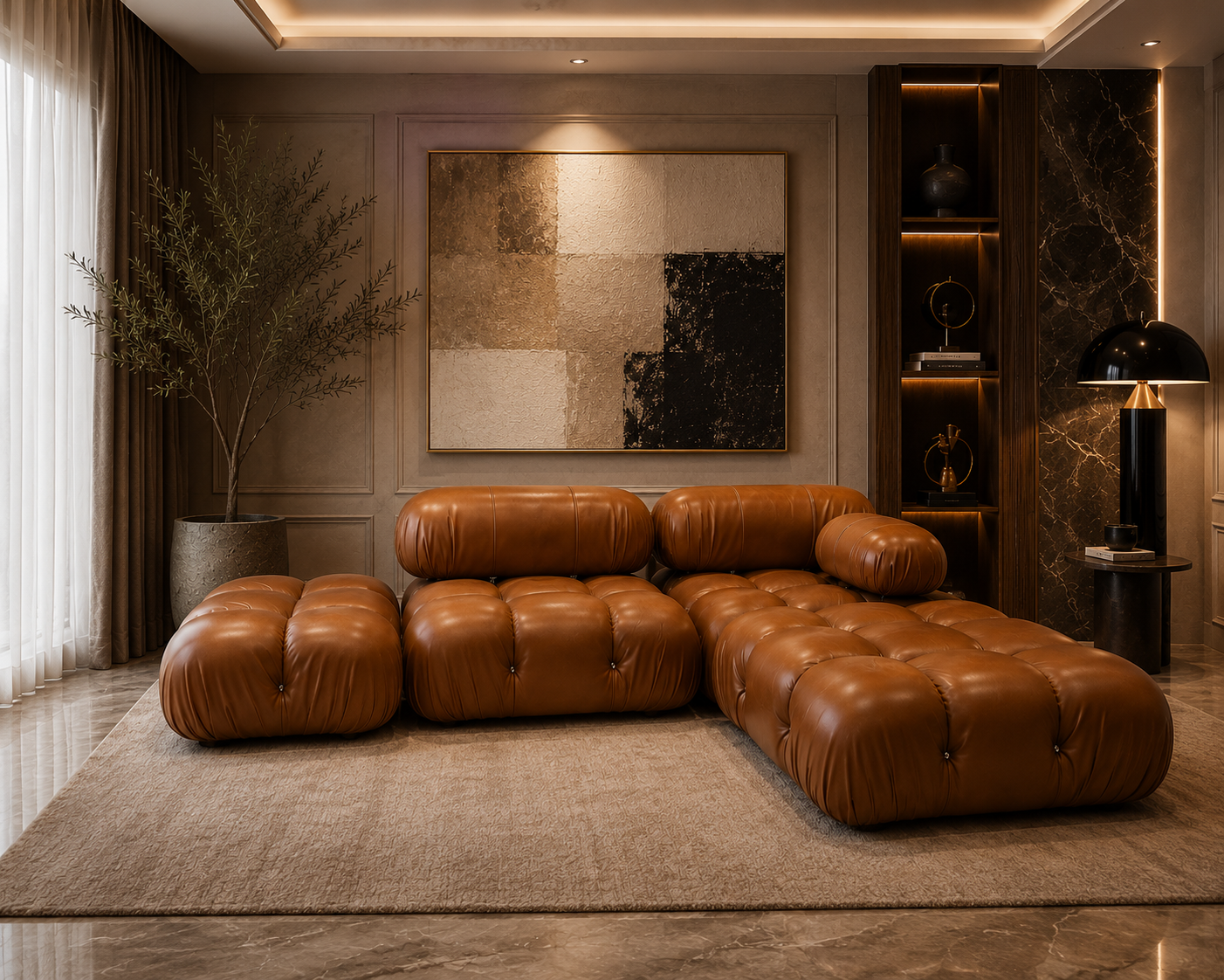 Arco Leather Sofa burnt orange
