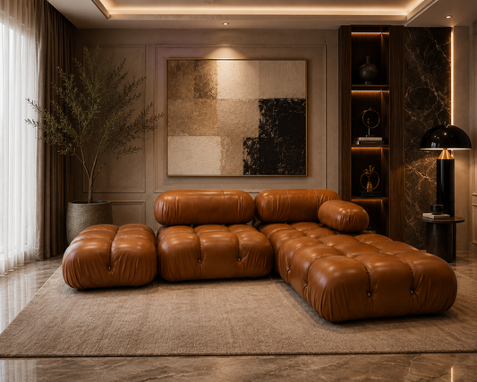 Arco Leather Sofa burnt orange