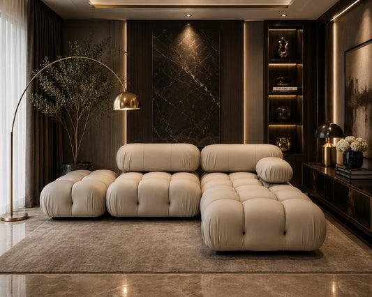 Arco Ivory White Leather Sofa