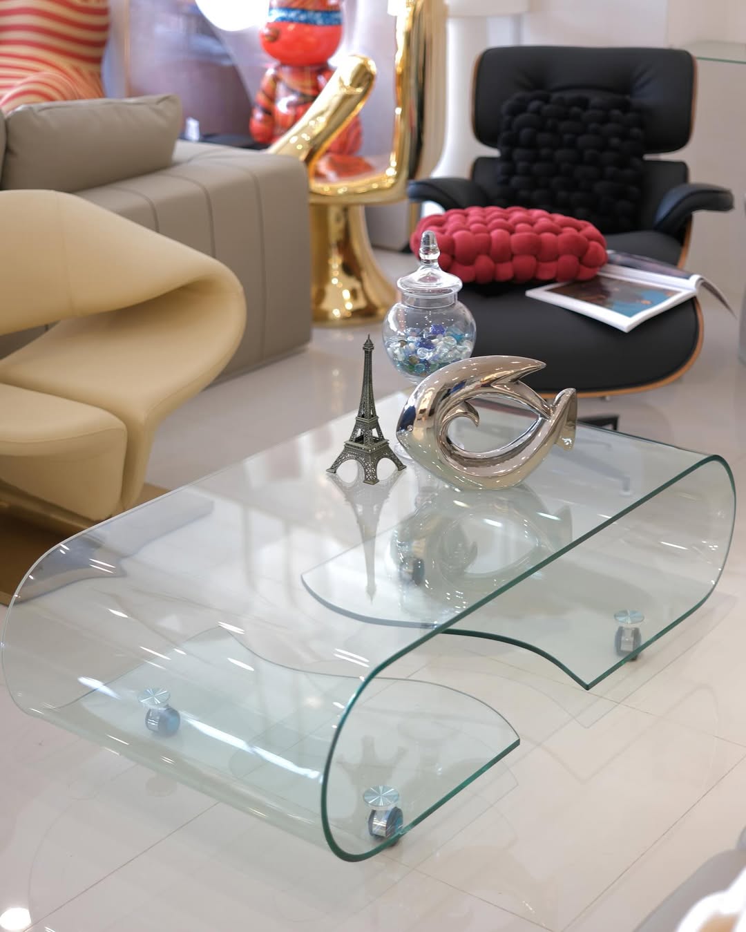 curved glass center table